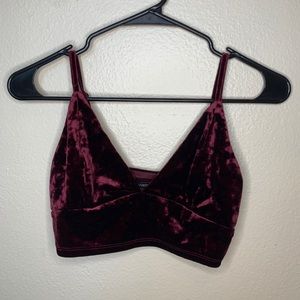 Forever21 Small Maroon Velvet Crop Top Adjustable Straps